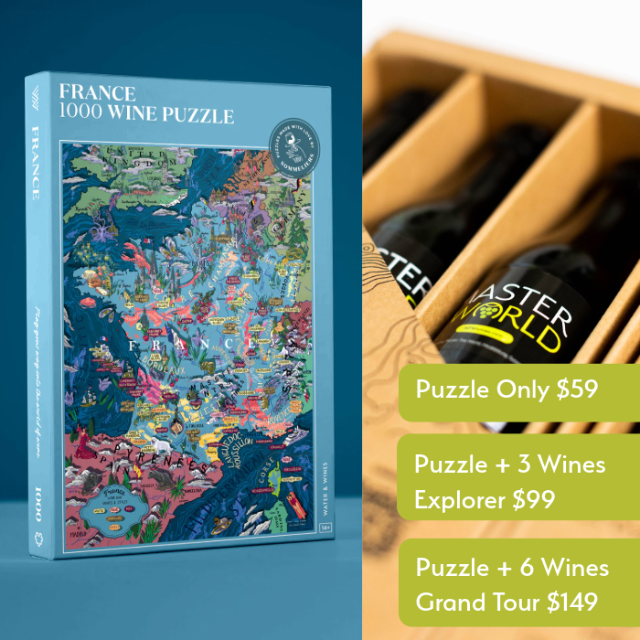 France Wine Puzzle + Explorer (3 Wines) or Grand Tour (6 Wines) Wine Kit