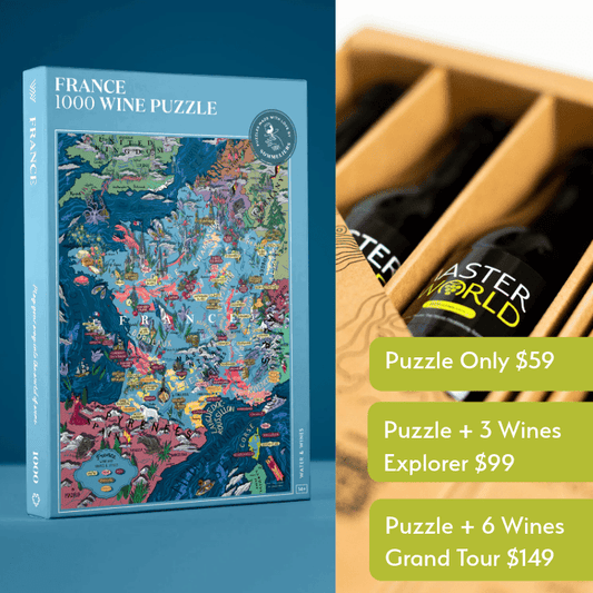 France Wine Puzzle + Explorer (3 Wines) or Grand Tour (6 Wines) Wine Kit - Master The World Wines